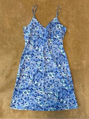 Rave City Blue Tropical Floral Slip Dress